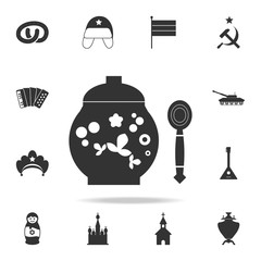 honey jar with a spoon icon. Detailed set of Russian culture icons. Premium graphic design. One of the collection icons for websites, web design, mobile app
