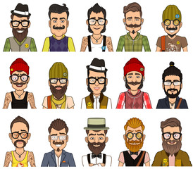 Set of avatars hipsters