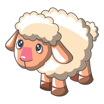 White sheep icon, cartoon style
