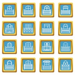 Balcony window icons set sapphirine square vector