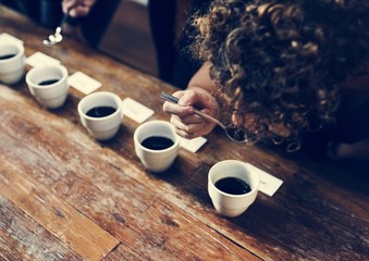Fototapeta types of coffee placed to taste or smell obraz