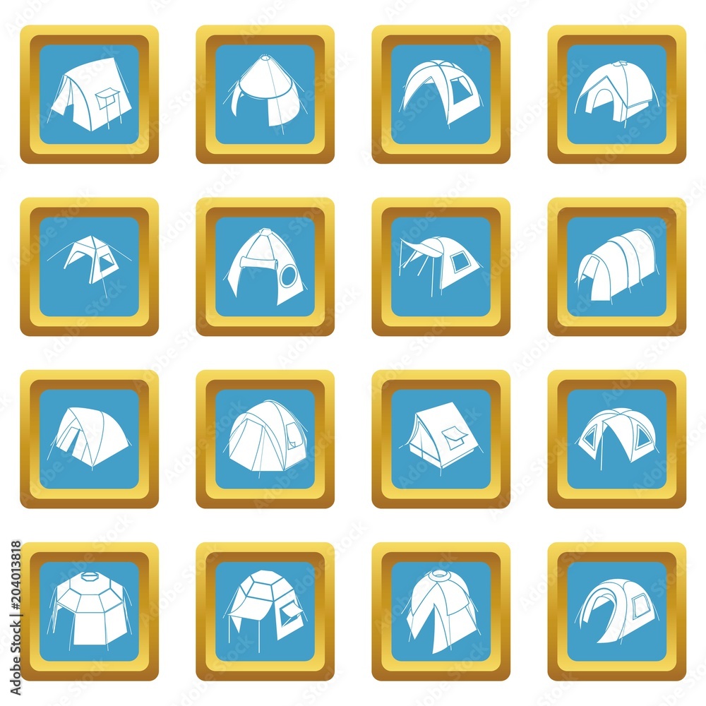 Aufkleber tent forms icons set sapphirine square vector