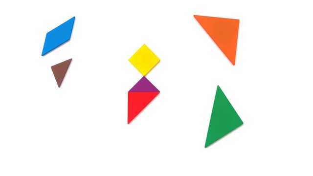 tangram shaped like different shape of boats on white