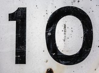 Written Wording in Distressed State Typography Found Number 10 Ten