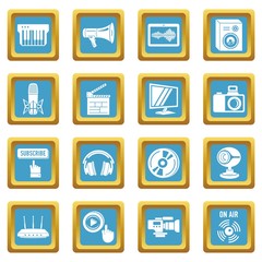 Multimedia internet icons set sapphirine square vector