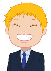 満面の笑みのちびキャラ　男性　タイプA