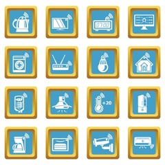 Smart home icons set sapphirine square vector