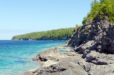 Green and blue water