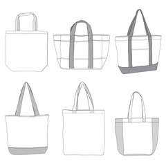 Vector template of tote bags - obrazy, fototapety, plakaty