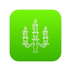 Fototapeta premium Candelabra candle icon green vector
