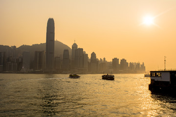 Naklejka premium 香港の街並み