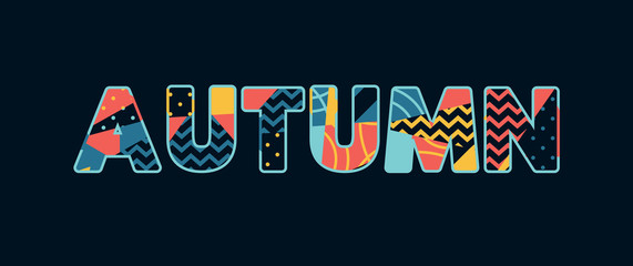 Naklejka premium Autumn Concept Word Art Illustration