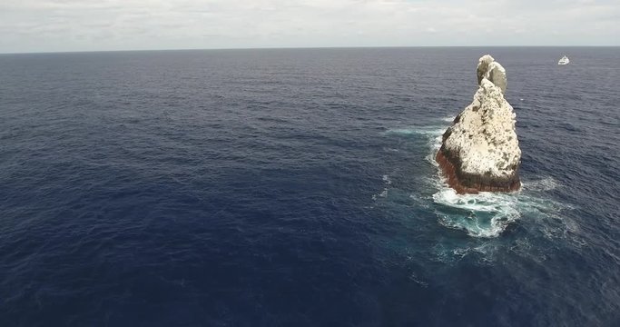 Aerial shots of roca partida rock, revillagigedo archipelago, Mexican pacific.