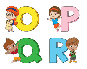 Children learn the English alphabet.Vector and illustration.