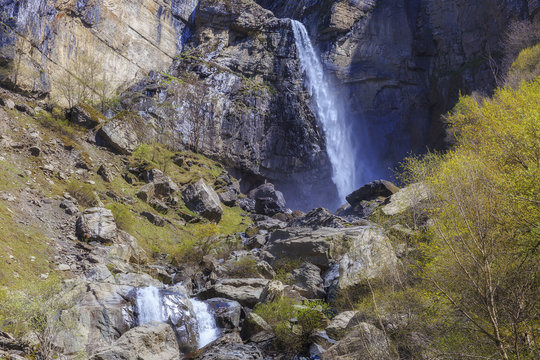 Waterfall Muchug.The highest waterfall in Azerbaijan