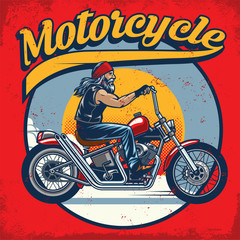 Obraz premium Old biker riding