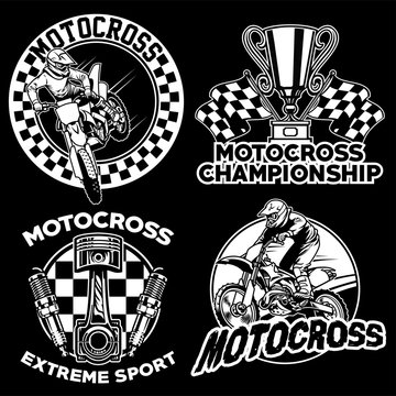 motocross badge collection black and white