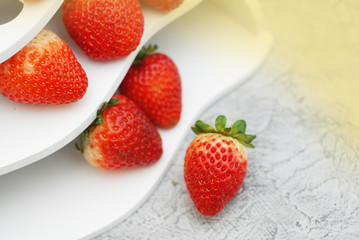 Fresh Summer Strawberries Isolated on Textured Gray Background. Fuits and Vitamines. Health Food Concept.