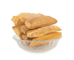 Crunchy Puff Snack Bakery Food Also Know As Khari Indian Tea Time Snack isolated on white background 