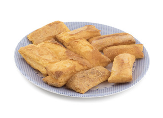 Crunchy Puff Snack Bakery Food Also Know As Khari Indian Tea Time Snack isolated on white background 