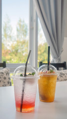 cocktail with fresh sliced fruits