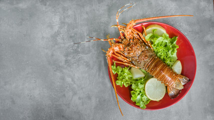 steamed lobster on plate