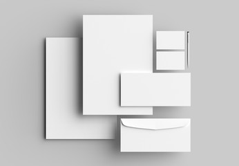 Corporate identity stationery mock up isolated on gray background. 3D illustrating.