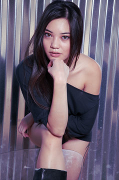 Beautiful Asian Model, stylish modern fashion shoot