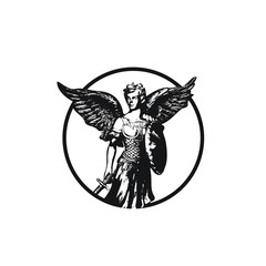 st angel michael black & white illustration
