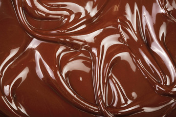 Melted chocolate swirl as a background closeup