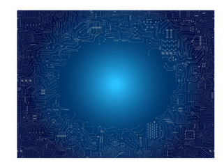 circuit board frame on blue background vector illustration 