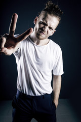 Naklejka premium Young ginger man studio portrait