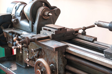 vintage lathe in the workshop