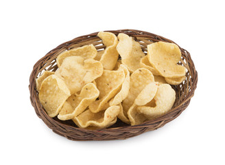 Indian Street Fried Heart Shaped Yellow Snack isolated on White Background