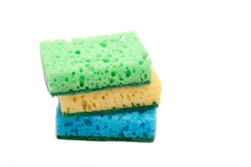 Kitchen sponge for dish isolated on the white