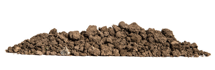 Pile of soil for plants isolated on white background