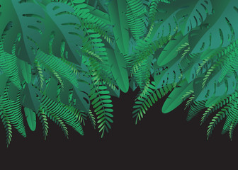 Tropical leaves. Paper cut style