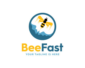Rocket Bee Flying Fast Logo Launching Icon Vector