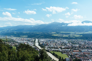 High angle view of Innsbruck against mountains