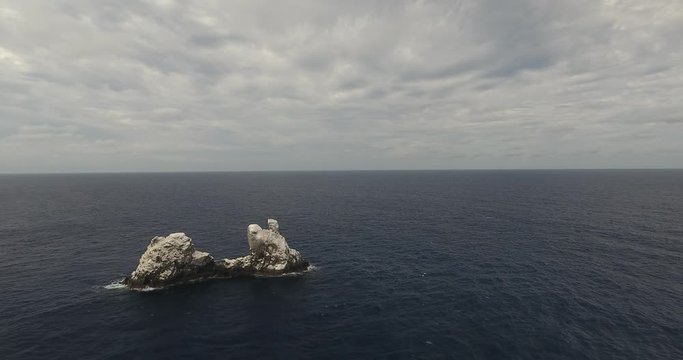 Aerial shots of roca partida rock, revillagigedo archipelago, Mexican pacific.