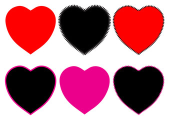 Vector heart icons set. Colored love symbols isolated over white background