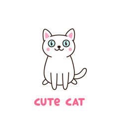 Cute cat on a white background. It can be used for sticker, patch, phone case, poster, t-shirt, mug and other design.