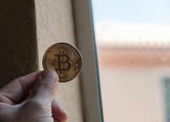 Potential buyer holding bitcoin 