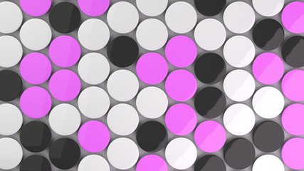 Blank black, white and purple badges on white background