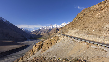 View on the new silk road National Highway 35 or China-Pakistan Friendship Highway.
