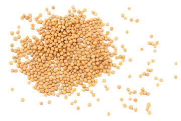 mustard seeds isolated on white background. top view