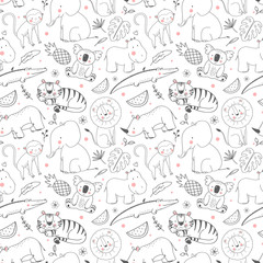 Safari animals vector pattern