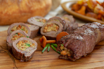 meat rolls with vegetable filling