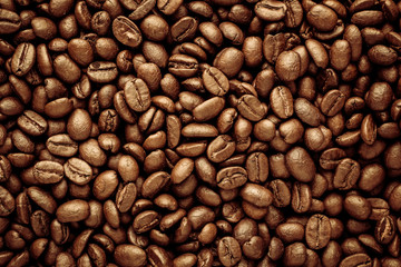 Obrazy  Tekstura tło palonych ziaren kawy.