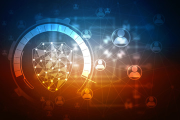 2d illustration Security concept - shield on digital code background